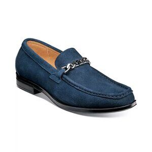 Stacy Adams Norwood Blue Moc-Toe Slip-On Loafers Men’s 9.5 Chain Detail